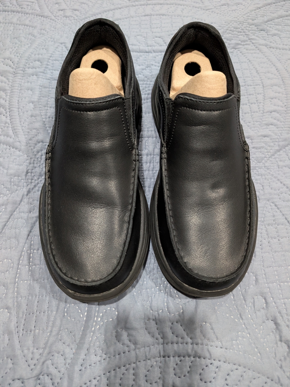 Men's Skechers Archfit Black Leather Slip-On Dress Shoes Size 10 WW